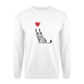 Katzen Katzenmutter Katzenkind Katze Herz - Unisex Pullover - Weiß - Vorne - Alina (178cm) & Michal (187cm)