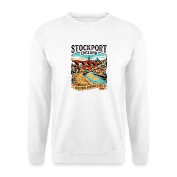 City Stockport Viaduct Cheshire Travel Art Poster - Unisex Pullover - Weiß - Vorne - Alina (178cm) & Michal (187cm)