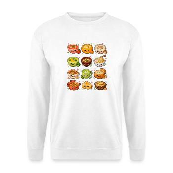 Kawaii Suppen | Soulfood & Küche - Unisex Pullover - Weiß - Vorne - Alina (178cm) & Michal (187cm)