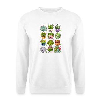 Kawaii Sukkulenten | Pflanzen & Garten - Unisex Pullover - Weiß - Vorne - Alina (178cm) & Michal (187cm)