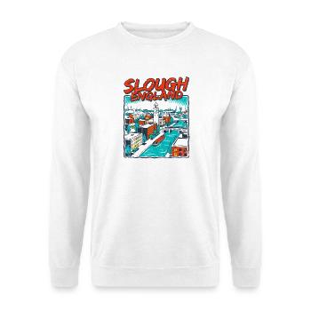 Retro Slough England Cityscape Skyline Novelty - Unisex Pullover - Weiß - Vorne - Alina (178cm) & Michal (187cm)