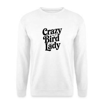 Verrückte Vogel-Dame - Unisex Pullover - Weiß - Vorne - Alina (178cm) & Michal (187cm)
