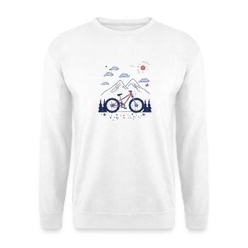 Mountainbiking Skizze - Unisex Pullover - Weiß - Vorne - Alina (178cm) & Michal (187cm)