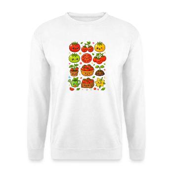 Kawaii Tomaten | Garten & Gemüse - Unisex Pullover - Weiß - Vorne - Alina (178cm) & Michal (187cm)