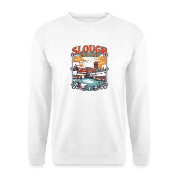 Retro Slough England Cityscape Skyline Novelty - Unisex Pullover - Weiß - Vorne - Alina (178cm) & Michal (187cm)