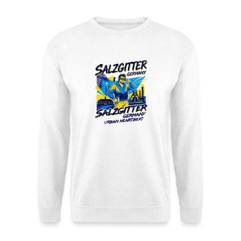 City Salzgitter Germany Urban Heartbeat Retro Pop - Unisex Pullover - Weiß - Vorne - Alina (178cm) & Michal (187cm)