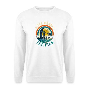 Wie Vater So Sohn Retro Fischer Geschenk Papa - Unisex Pullover - Weiß - Vorne - Alina (178cm) & Michal (187cm)