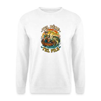 Wie Vater, so Sohn Angelgeschenk - Unisex Pullover - Weiß - Vorne - Alina (178cm) & Michal (187cm)