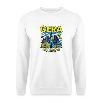 Gera City Groove Pop Culture Art - Unisex Pullover - Weiß - Vorne - Alina (178cm) & Michal (187cm)