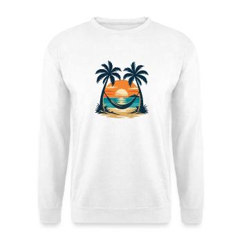 Hängematte am Meer - Unisex Pullover - Weiß - Vorne - Alina (178cm) & Michal (187cm)
