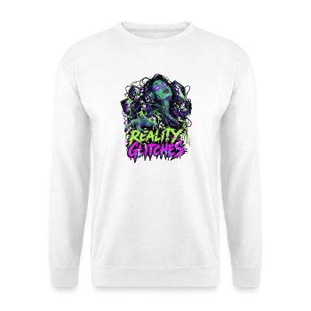 Reality Glitches Neon-Gamerkunst - Unisex Pullover - Weiß - Vorne - Alina (178cm) & Michal (187cm)