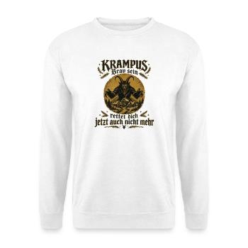 Krampus Maske | Krampus Kostüm Germanische Krampl - Unisex Pullover - Weiß - Vorne - Alina (178cm) & Michal (187cm)