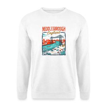City Middlesbrough England Teesside Riverbank - Unisex Pullover - Weiß - Vorne - Alina (178cm) & Michal (187cm)