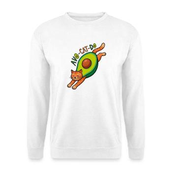 AvoCatDo Dehnkatze - Unisex Pullover - Weiß - Vorne - Alina (178cm) & Michal (187cm)
