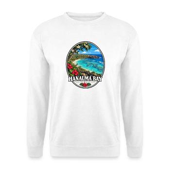 Hanauma Bay Hawaii Bucht Strand Urlaub Vintage - Unisex Pullover - Weiß - Vorne - Alina (178cm) & Michal (187cm)