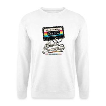 Music Connects Us – 80s Rewind - Unisex Pullover - Weiß - Vorne - Alina (178cm) & Michal (187cm)