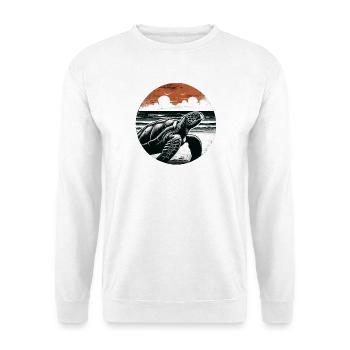 Meeresschildkröte Sonnenuntergangskreis Ozeankunst-Schildkröte - Unisex Pullover - Weiß - Vorne - Alina (178cm) & Michal (187cm)