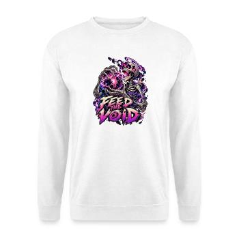 Füttere die Leere: Skelettkosmos - Unisex Pullover - Weiß - Vorne - Alina (178cm) & Michal (187cm)