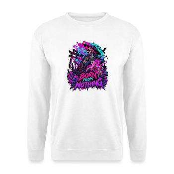 Neon Skull Samurai Wiedergeburt - Unisex Pullover - Weiß - Vorne - Alina (178cm) & Michal (187cm)