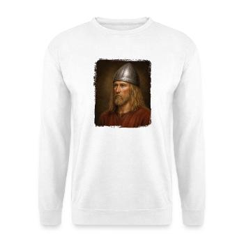  Leif Erikson Porträt - Unisex Pullover - Weiß - Vorne - Alina (178cm) & Michal (187cm)