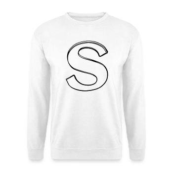 Buchstabe S handgezeichnet - Unisex Pullover - Weiß - Vorne - Alina (178cm) & Michal (187cm)
