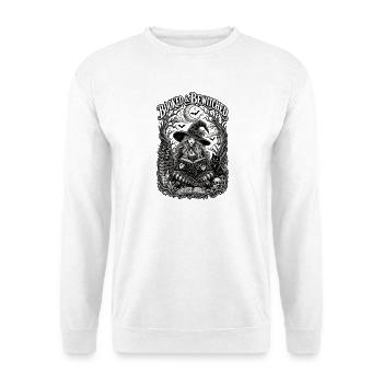  Booked & Bewitched Hexe Mit Zauberbuch Und - Unisex Pullover - Weiß - Vorne - Alina (178cm) & Michal (187cm)