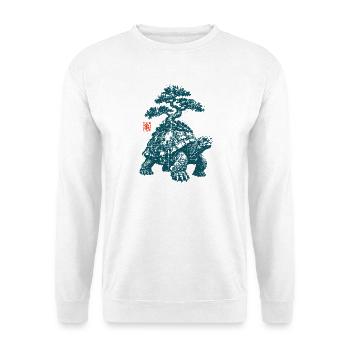 Bonsai Schildkröte - Unisex Pullover - Weiß - Vorne - Alina (178cm) & Michal (187cm)