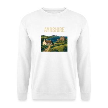 Ayrshire Coast and Castle Poster - Unisex Pullover - Weiß - Vorne - Alina (178cm) & Michal (187cm)