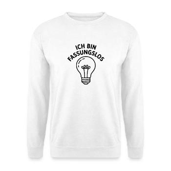 Ich Bin Fassungslos Glühbirne Elektriker Humor - Unisex Pullover - Weiß - Vorne - Alina (178cm) & Michal (187cm)