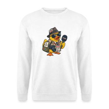 00-QUAK – Der Reporter - Unisex Pullover - Weiß - Vorne - Alina (178cm) & Michal (187cm)