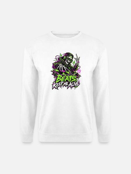 Beats Keep Me Alive Neon DJ - Unisex Pullover - Weiß