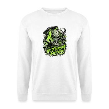Nicht Von Hier Alien Neon - Unisex Pullover - Weiß - Vorne - Alina (178cm) & Michal (187cm)
