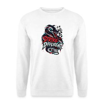 Strike Different Schlange Neon - Unisex Pullover - Weiß - Vorne - Alina (178cm) & Michal (187cm)