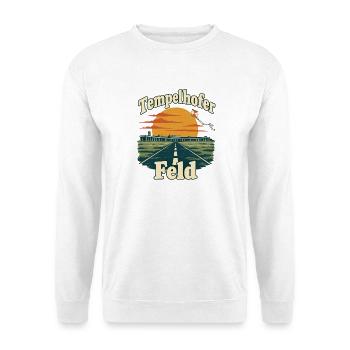 Tempelhofer Feld – Retro-Flughafen mit Drachen - Unisex Pullover - Weiß - Vorne - Alina (178cm) & Michal (187cm)