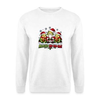 Süße Avocados im Weihnachtslook AVOCAD-HO-HO-HO - Unisex Pullover - Weiß - Vorne - Alina (178cm) & Michal (187cm)