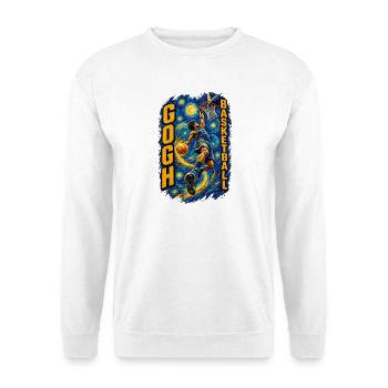 GoghBasketball Dunk im Sternennacht - Unisex Pullover - Weiß - Vorne - Alina (178cm) & Michal (187cm)