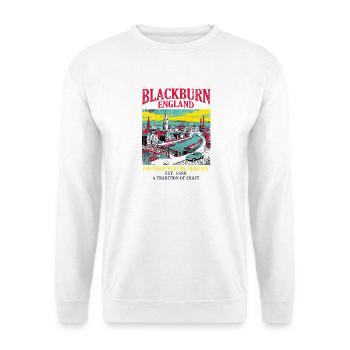 City Blackburn England Northern Weaving Heritage - Unisex Pullover - Weiß - Vorne - Alina (178cm) & Michal (187cm)