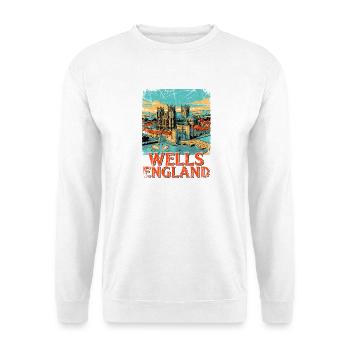 Wells England Historic City Skyline Art - Unisex Pullover - Weiß - Vorne - Alina (178cm) & Michal (187cm)
