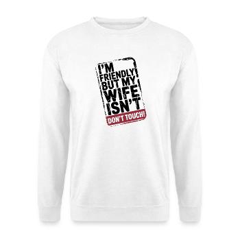 Augenzwinkern hinten nicht anfassen - Unisex Pullover - Weiß - Vorne - Alina (178cm) & Michal (187cm)