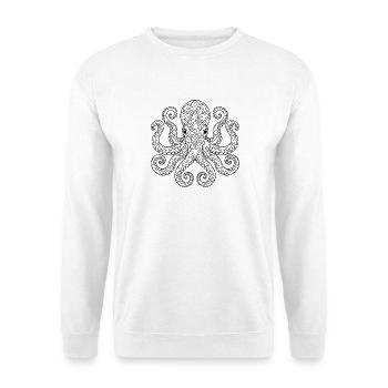 Ausmalen Anmalen Tintenfisch Krake  Mandala - Unisex Pullover - Weiß - Vorne - Alina (178cm) & Michal (187cm)