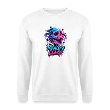 Reality Leaks Neon Skull - Unisex Pullover - Weiß - Vorne - Alina (178cm) & Michal (187cm)