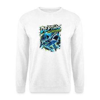 Shark Glitch: Auffällig Anders - Unisex Pullover - Weiß - Vorne - Alina (178cm) & Michal (187cm)