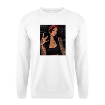 Bandana Glam Tattoo Queen - Unisex Pullover - Weiß - Vorne - Alina (178cm) & Michal (187cm)