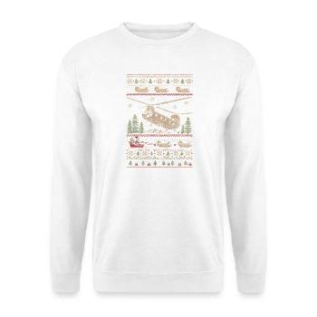 CH47 Chinook Weihnachtspullover - Unisex Pullover - Weiß - Vorne - Alina (178cm) & Michal (187cm)