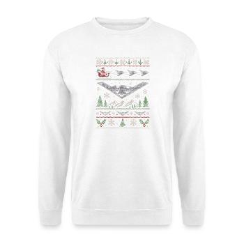 B2 Bomber Weihnachtspullover - Unisex Pullover - Weiß - Vorne - Alina (178cm) & Michal (187cm)