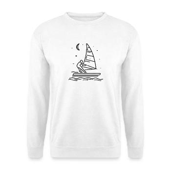 Windsurfen Skizze - Unisex Pullover - Weiß - Vorne - Alina (178cm) & Michal (187cm)