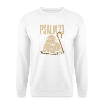 Psalm 23 Der Herr ist mein Hirte Lamm und Stab - Unisex Pullover - Weiß - Vorne - Alina (178cm) & Michal (187cm)