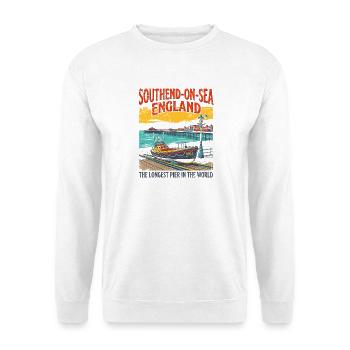 Southend-on-Sea England Longest Pier in the World - Unisex Pullover - Weiß - Vorne - Alina (178cm) & Michal (187cm)
