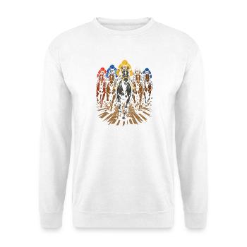 Pferderennsport Jockey - Unisex Pullover - Weiß - Vorne - Alina (178cm) & Michal (187cm)