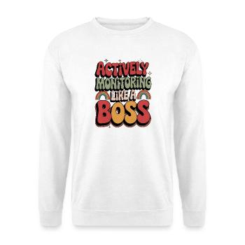 Aktive Überwachung wie - Unisex Pullover - Weiß - Vorne - Alina (178cm) & Michal (187cm)